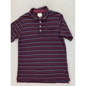 Billy Reid Cotton Striped Short Sleeve Polo Shirt (Men's XXL)‎ Maroon